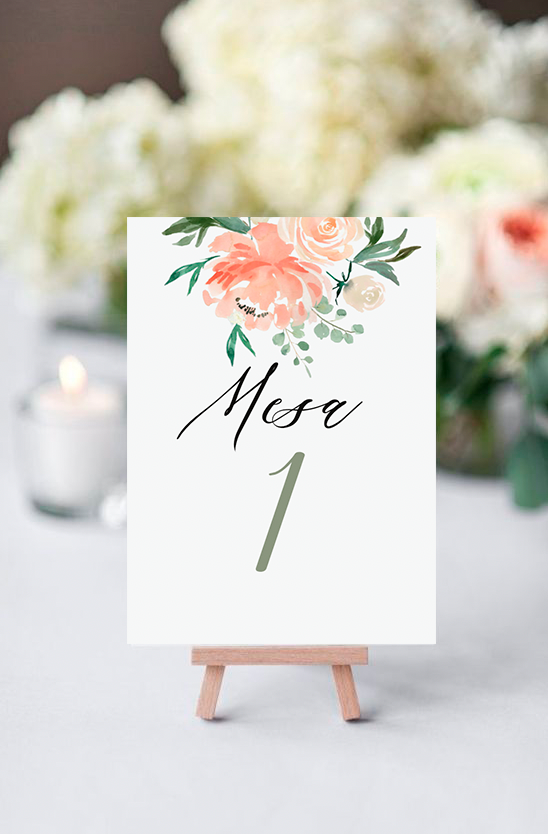 Boda Números de Mesas