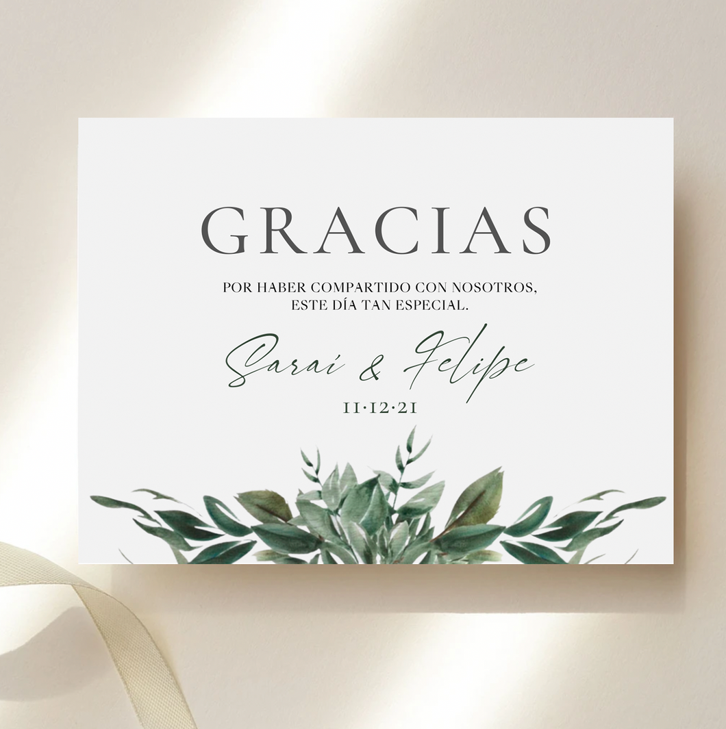 Boda Tarjeta de Agradecimiento